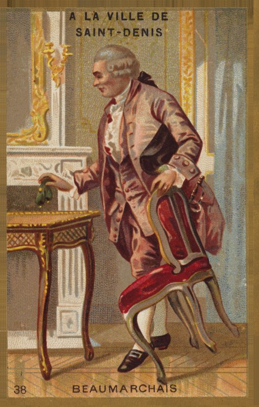 Pierre-Augustin Caron de Beaumarchais, francuski dramaturg i rewolucjonista (1732-1799), w mieście Saint-Denis autorstwa French School