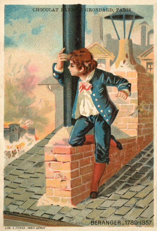 Pierre-Jean de Beranger , francuski poeta i autor tekstów (chromolitho) autorstwa French School