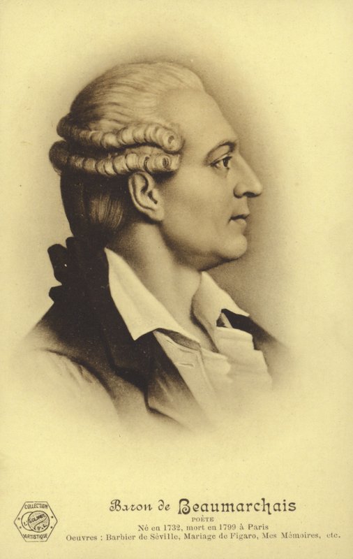 Pierre Beaumarchais (1732-1799), francuski dramaturg (litografia) autorstwa French School