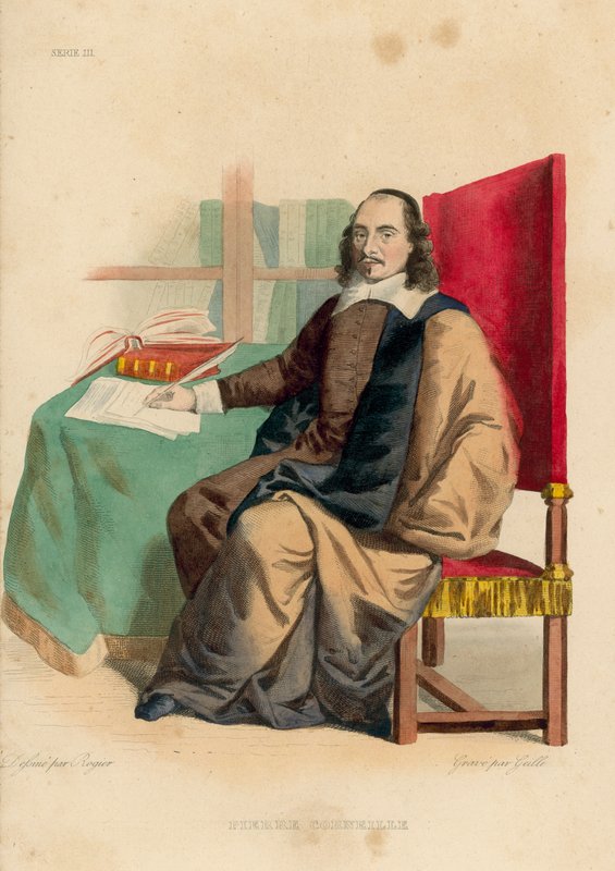 Pierre Corneille (kolorowy grawerunek) autorstwa French School