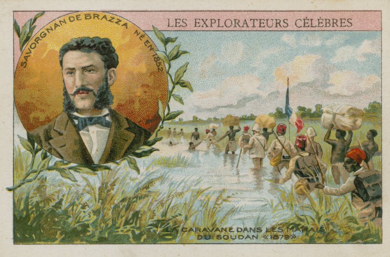 Pierre Savorgnan de Brazza, urodzony we Włoszech francuski odkrywca (chromolit) autorstwa French School