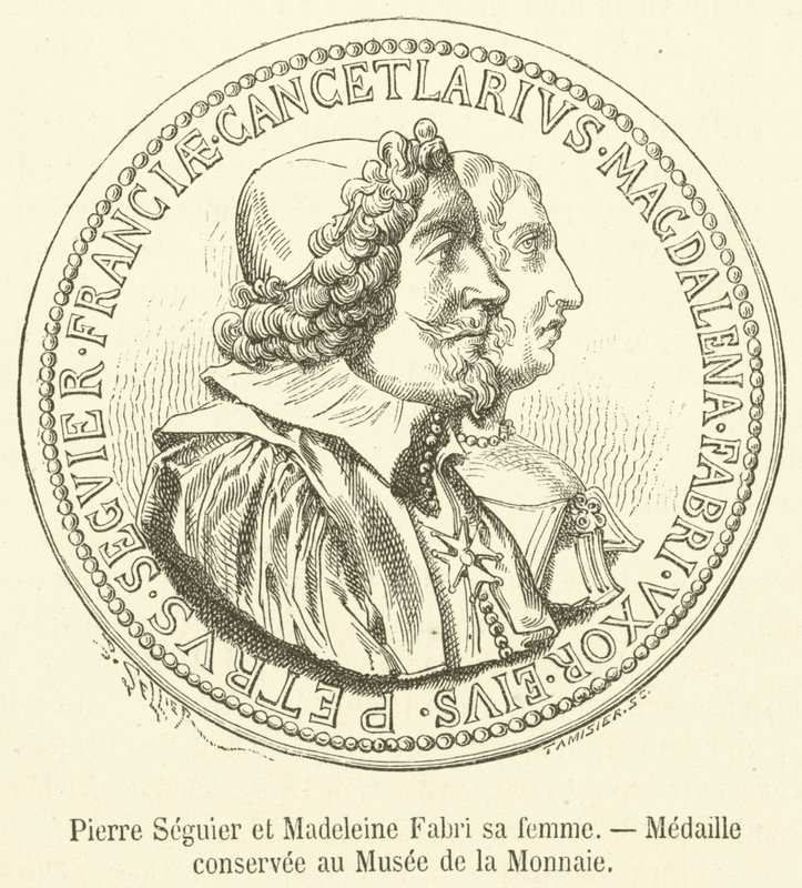 Pierre Seguier i Madeleine Fabri jego żona, Medal zachowany w Muzeum Walut (rycina) autorstwa French School