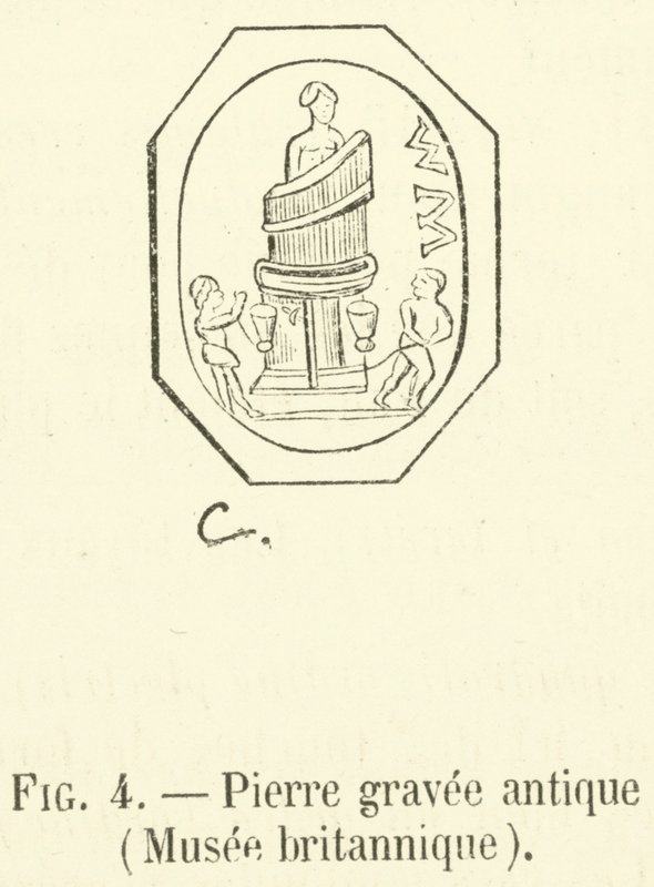 Starożytny kamień nagrobny, British Museum (rycina) autorstwa French School