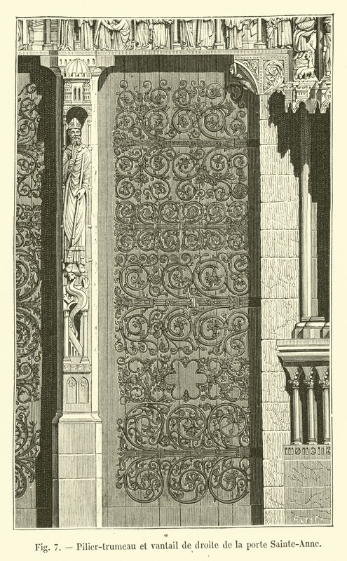 Filar-trumeau i prawy skrzydło bramy Sainte-Anne autorstwa French School