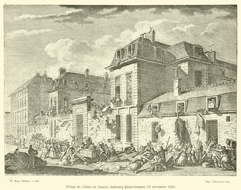 Splądrowanie hotelu de Castres, Faubourg Saint-Germain, 13 listopada 1790 r. autorstwa French School