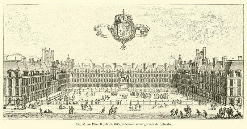 Plac Królewski w 1645 r.; faksymile ryciny Sylvestre autorstwa French School