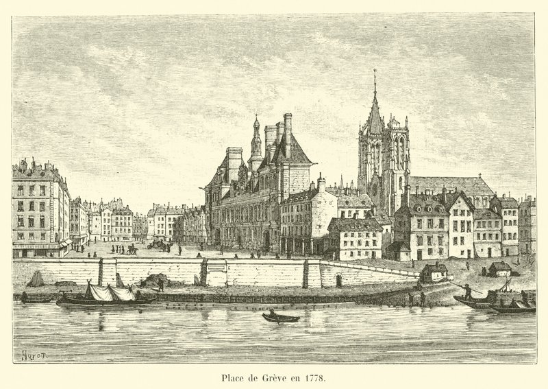 Place de Greve w 1778 r. autorstwa French School