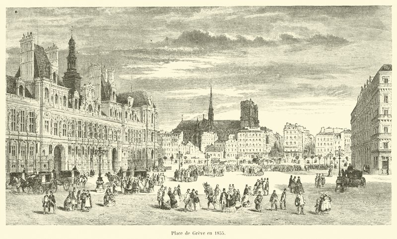 Place de Greve w 1855 r. autorstwa French School