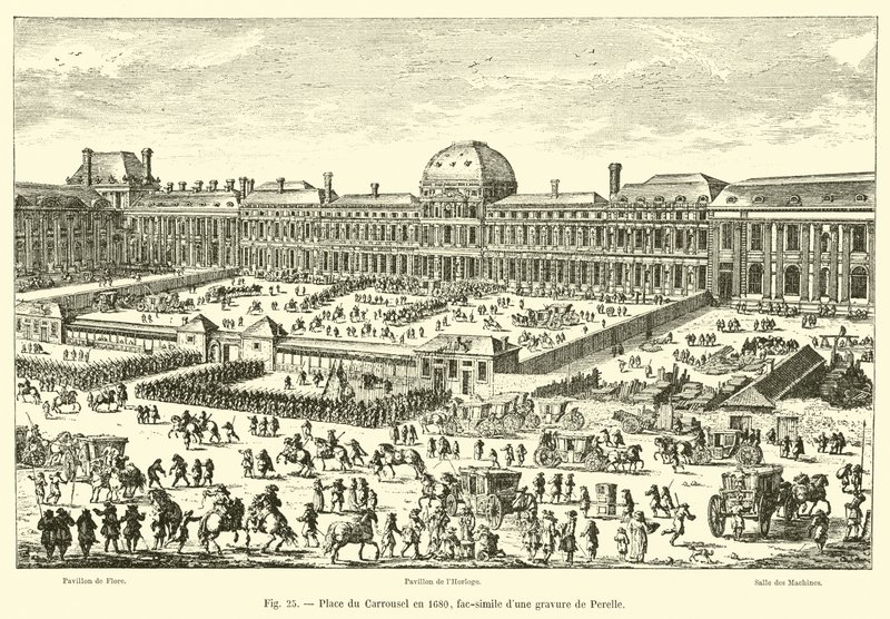 Place du Carrousel w 1680 r., faksymile ryciny Perelle autorstwa French School