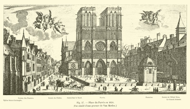 Place du Parvis w 1650 r., Faksymile ryciny Van Merlen autorstwa French School