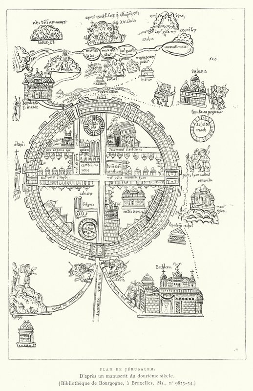 Plan De Jerusalem (rycina) autorstwa French School