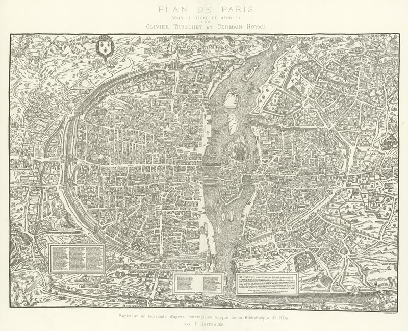 Mapa Paryża pod panowaniem Henryka II autorstwa Oliviera Truscheta i Germaina Hoyau autorstwa French School