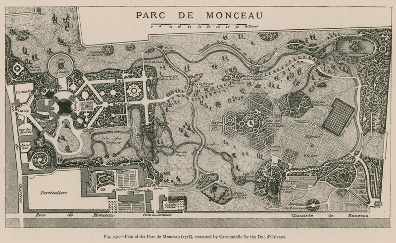 Plan Parc de Monceau (1718), wykonany przez Carmontelle dla Due dOrleans autorstwa French School