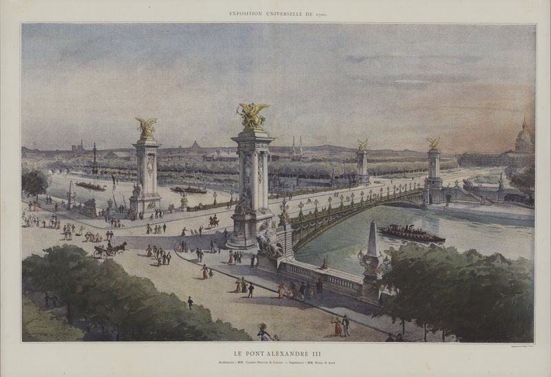 Pont Alexandre III, Wystawa Powszechna 1900, Paryż (kolor lito) autorstwa French School