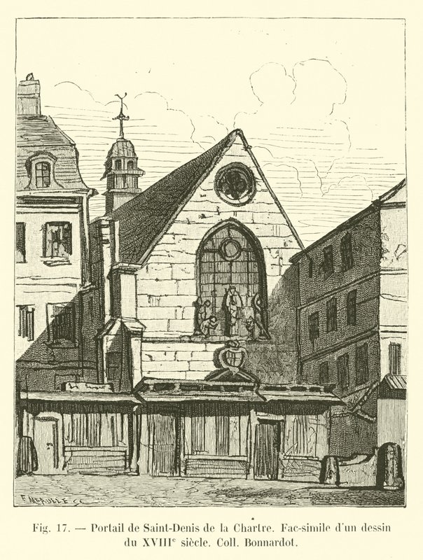 Portal Saint-Denis de la Chartre, faksymile XVIII-wiecznego rysunku Coll Bonnardot autorstwa French School