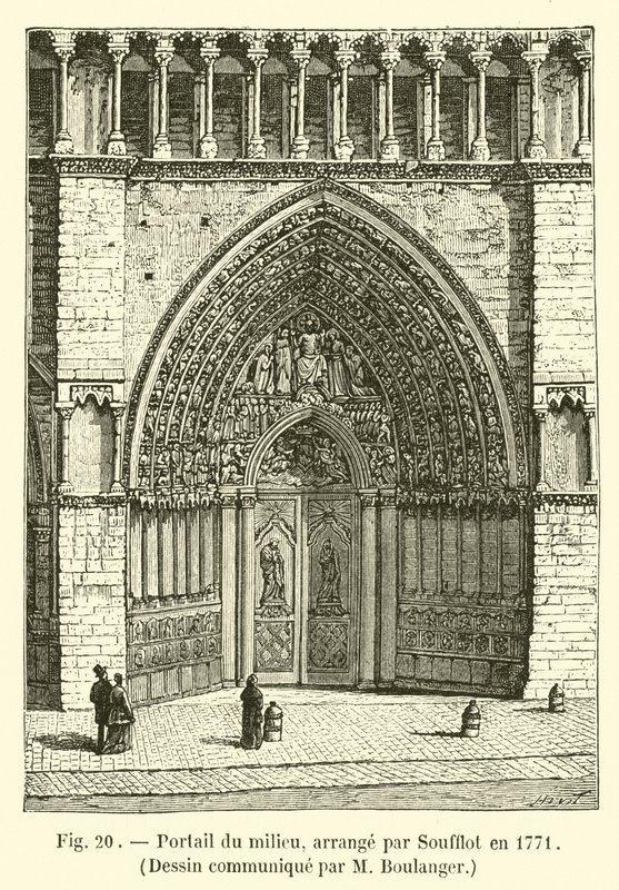 Portal środkowy, zaaranżowany przez Soufflot w 1771, Rysunek przekazany przez M Boulanger autorstwa French School