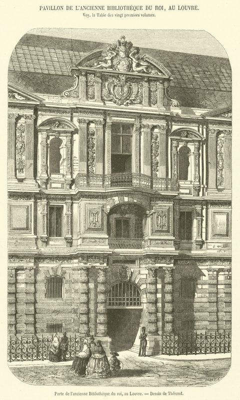 Drzwi dawnej Biblioteki Królewskiej, w Luwrze (rycina) autorstwa French School