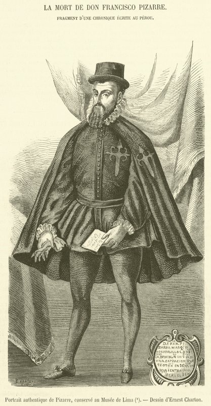 Autentyczny portret Pizarra, zachowany w Muzeum Lima autorstwa French School