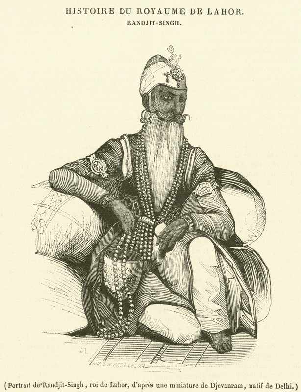 Portret Randjita-Singha, króla Lahoru (rycina) autorstwa French School