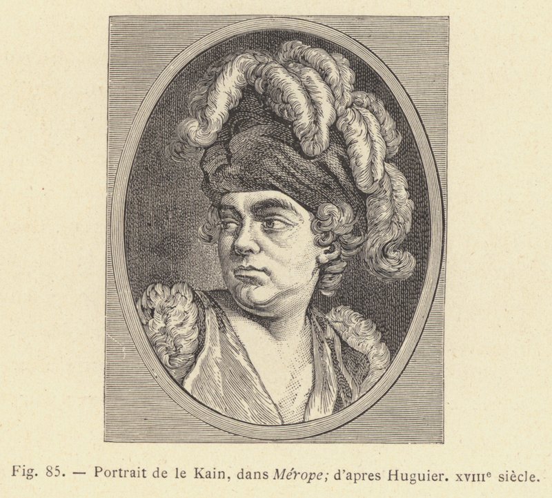 Portret Le Kaina, w Merope, wg Huguiera, XVIII w. (rycina) autorstwa French School