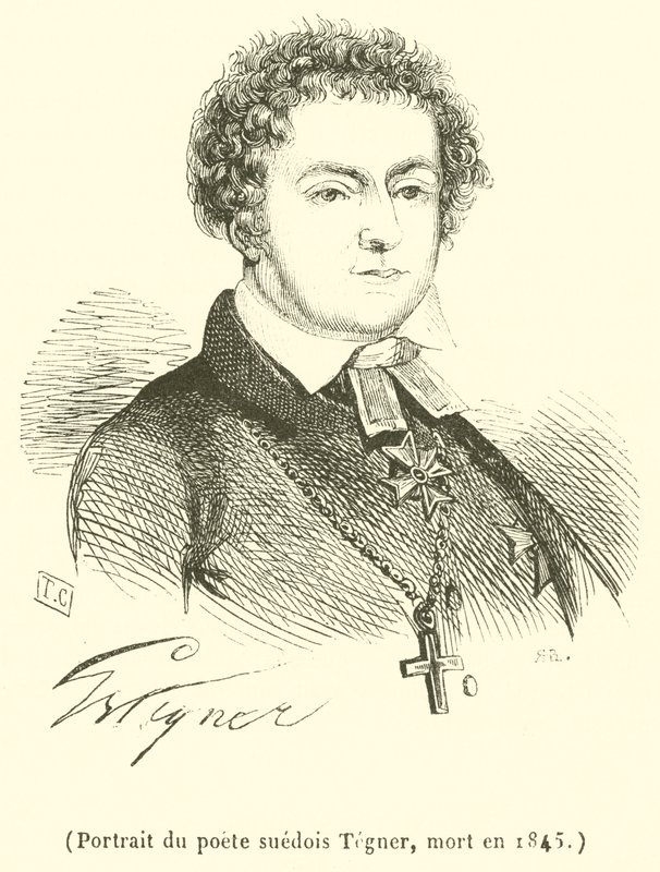 Portret zmarłego w 1845 r. szwedzkiego poety Tegnera autorstwa French School
