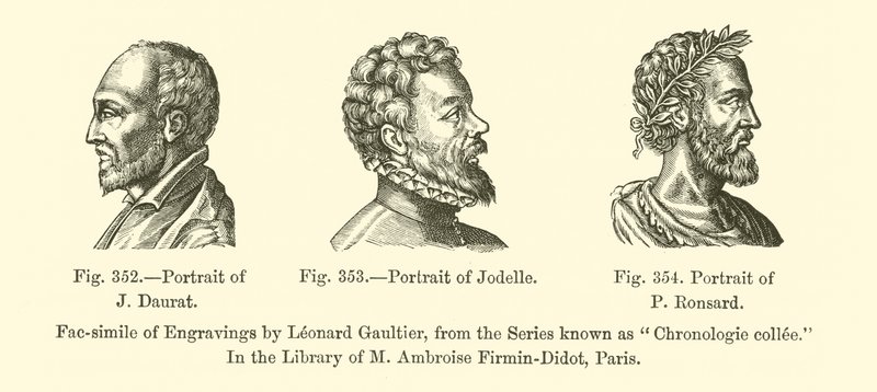 Portret J. Daurata, Portret Jodelle, Portret P. Ronsarda (rycina) autorstwa French School
