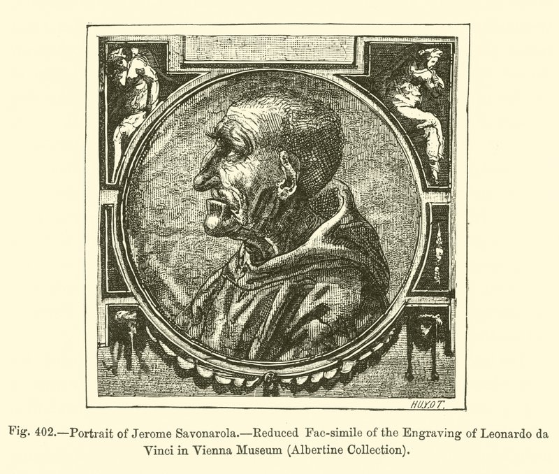 Portret Jerome Savonaroli (rycina) autorstwa French School