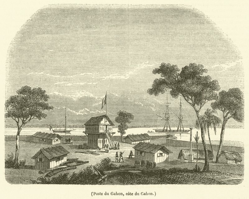 Poczta Gabonu, wybrzeże Gabonu (grafika) autorstwa French School