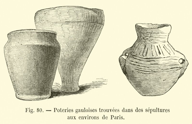 Ceramika galijska znaleziona w grobach w okolicach Paryża autorstwa French School