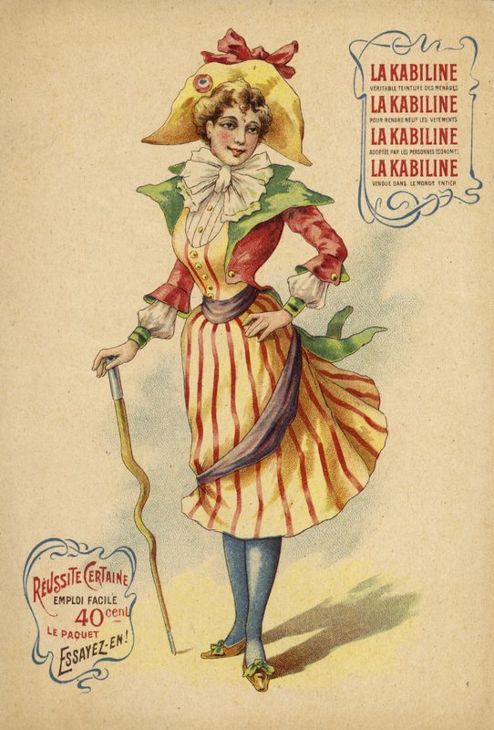 Ładna francuska dziewczyna w kolorowym stroju autorstwa French School