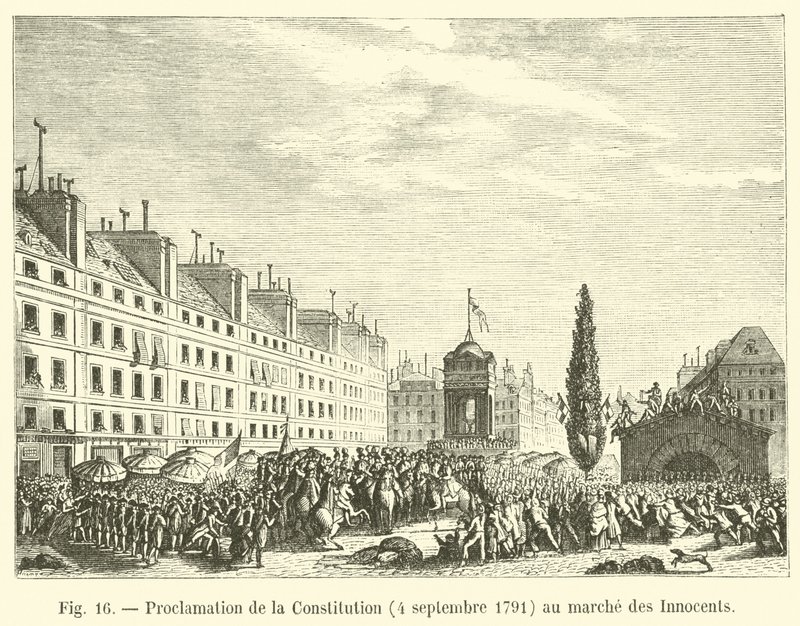 Proklamacja Konstytucji 4 września 1791 r. na Marszu Niewiniątek autorstwa French School