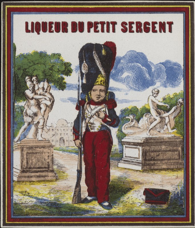 Etykieta produktu dla Liqueur du Petit Sergent autorstwa French School