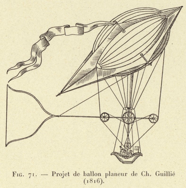 Projekt balonu szybowcowego Ch Guillie (1816) (grafika) autorstwa French School