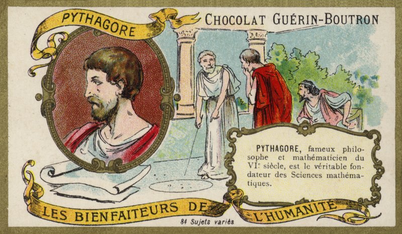 Pitagoras , starożytny grecki filozof i matematyk ( chromolitho ) autorstwa French School