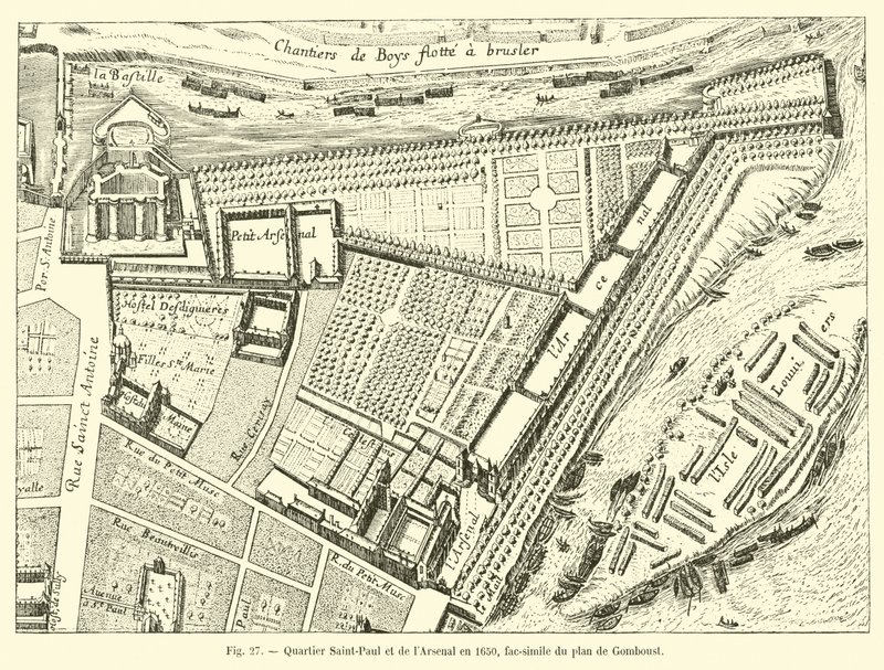 Quartier Saint-Paul et de lArsenal en 1650, fac-simile du plan de Gomboust  autorstwa French School