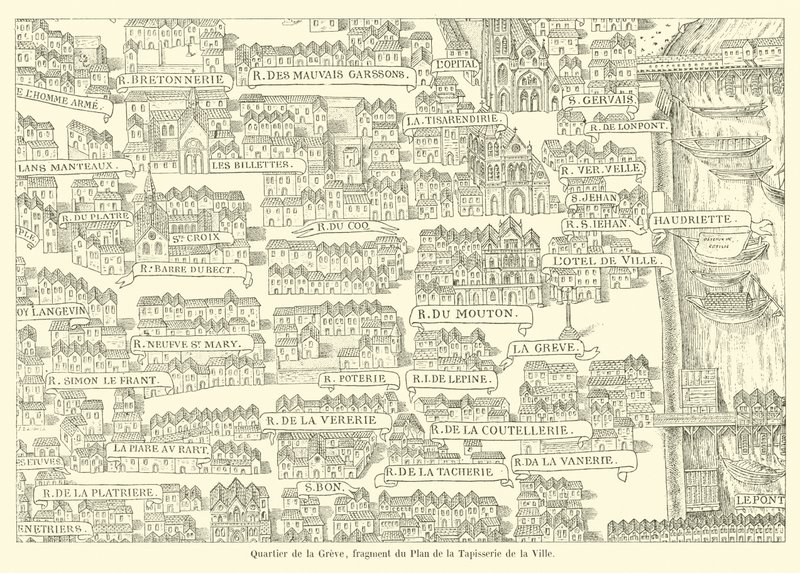 Dzielnica La Greve, fragment Planu Gobelinu Miasta autorstwa French School