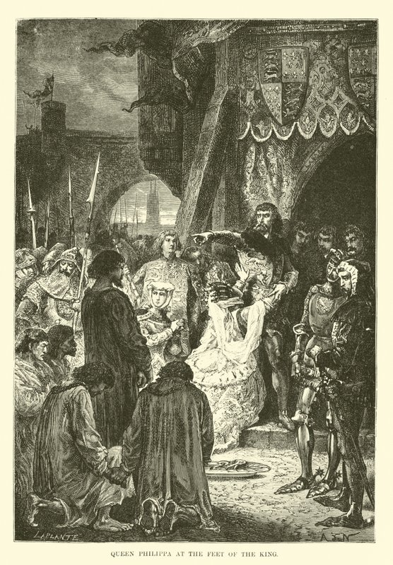 Królowa Filippa u stóp króla autorstwa French School