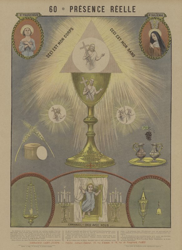 Rzeczywista obecność Chrystusa w Eucharystii (kolor lito) autorstwa French School