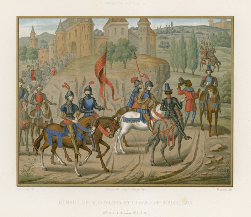 Renaud de Montauban i Girart de Roussillon autorstwa French School