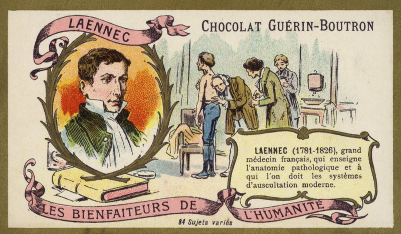 Rene Laennec, francuski lekarz i wynalazca stetoskopu (chromolitho) autorstwa French School