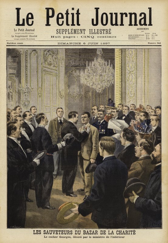 Ratownicy z pożaru na Bazar de la Charite, Paryż, 1897 autorstwa French School