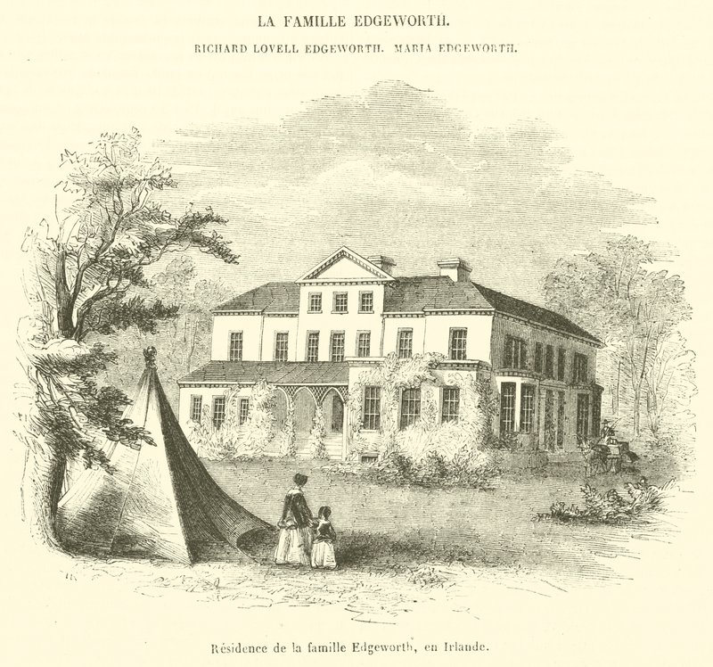 Rezydencja rodziny Edgeworth, Irlandia (grafika) autorstwa French School