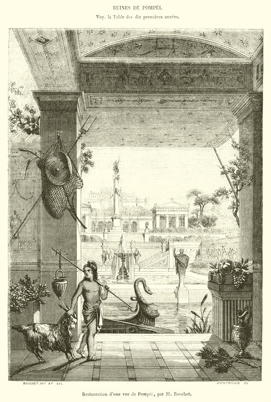 Renowacja widoku Pompejów (rycina) autorstwa French School