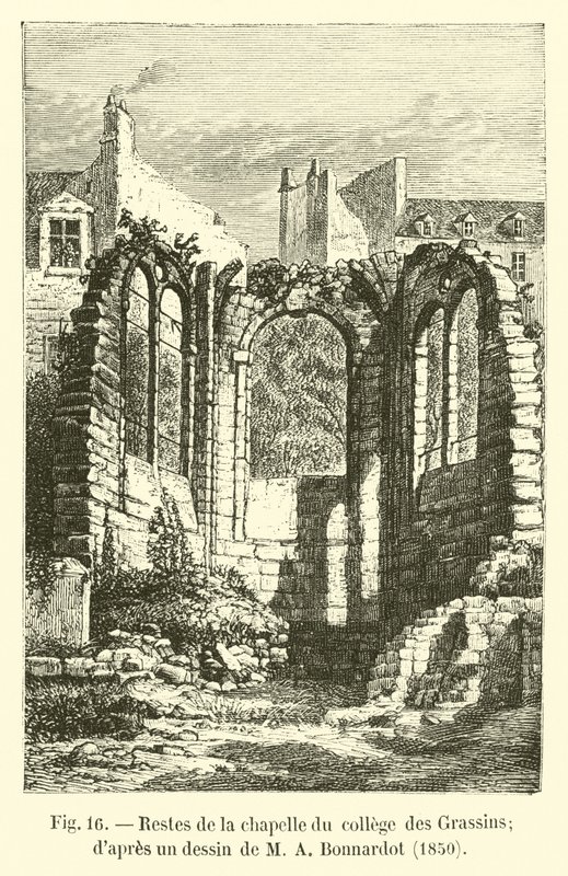 Pozostałości kaplicy College des Grassins; wg rysunku MA Bonnardota, 1850 autorstwa French School