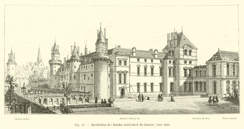 Rekonstrukcja północno-zachodnich fasad Luwru, ok. 1610 autorstwa French School