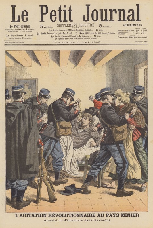 Rewolucyjna agitacja w zagłębiach węglowych Nord-Pas-de-Calais we Francji (litografia kolorowa) autorstwa French School