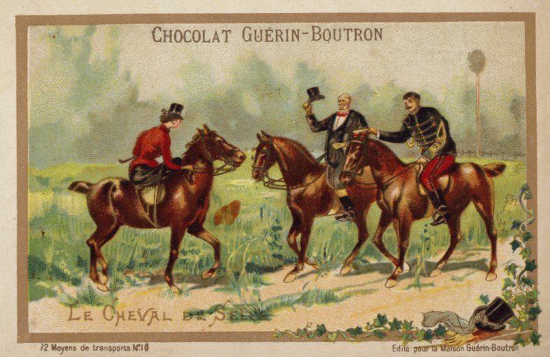 Konie wierzchowe (chromolitho) autorstwa French School