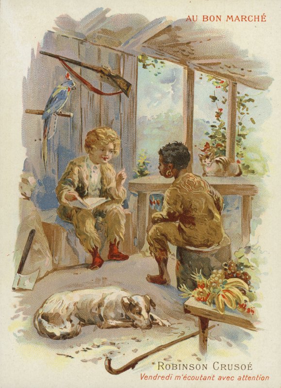 Robinson Crusoe i Man Friday autorstwa French School
