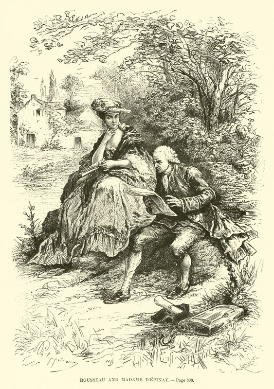 Rousseau i Madame dEpinay autorstwa French School