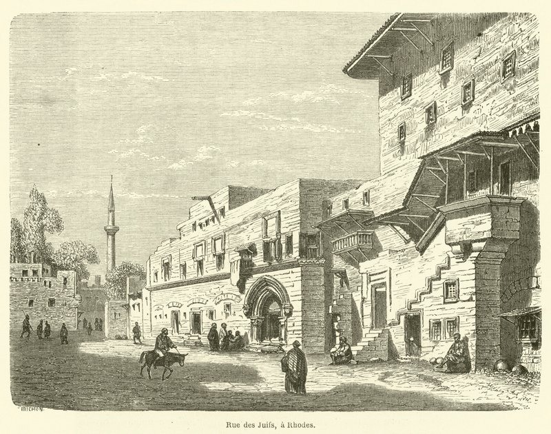 Ulica Żydów na Rodos (rycina) autorstwa French School